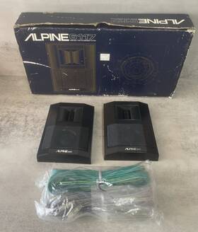 6117 Alpine Vintage Car Speaker Pair With Box And Wiring Parts Repair