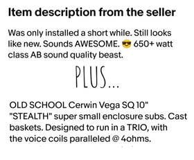 Lrx500.2 Audison Lrx500.2/s-10.12 A/b 650 Watt Sq Amp And Three Cerwin Vega S-10.12 12ohm Subs