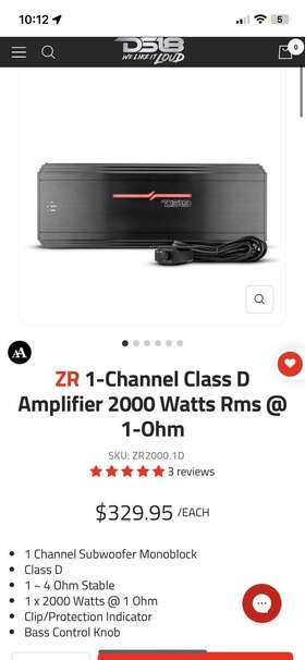 Rb-zr2000.1d Ds18 Used Zr2000.1d Class D 1-channel Monoblock Car Amplifier 2000 Watts Rms