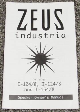 I-154 Hifonics I-124/8 Zeus Industria I-104/8 I-154/8 Subwoofer Speaker Owners Manual