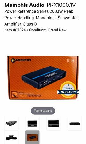 Prx1000.1v Memphis Audio Monoblock Amplifier Class D 1000w Rms 2000w Max Led