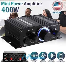 Ak-170 Much 400w Hifi Power Amplifier 2 Channel 12v Stereo Home Fm Audio Amp Car Receiver Us