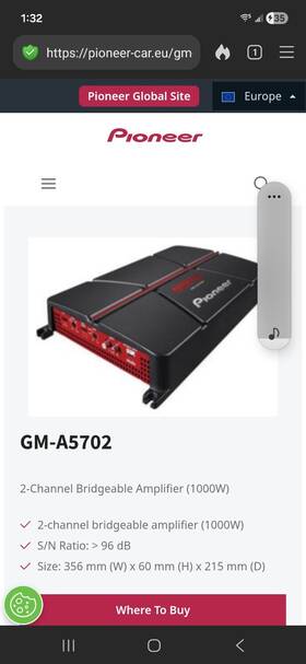 100-bucks Pioneer Gm-a5702 Class Ab 2-channel Car Bridgeable Stereo Amplifier 1000w Max