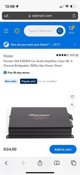 1000w Pioneer 884938481052 Gm-e360x4 4 Channel Car Amplifier