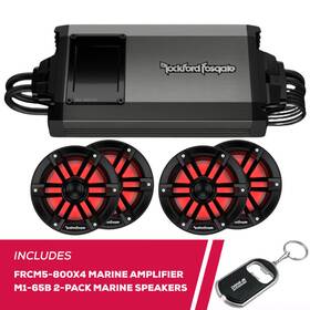 Frcm5-800x4bnd1 Rockford Fosgate Rfrb Frcm5-800x4 Marine Amplifier With 2-pack M1-65b Speakers