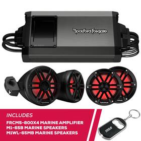 Frcm5-800x4bnd2 Rockford Fosgate Rfrb Frcm5-800x4 Marine Amplifier With M1-65b M1wl-65mb Speakers