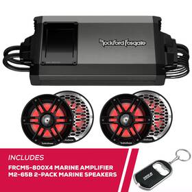 Frcm5-800x4bnd3 Rockford Fosgate Rfrb Frcm5-800x4 Marine Amplifier With 2-pack M2-65b Speakers