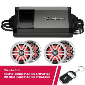 Frcm5-800x4bnd4 Rockford Fosgate Rfrb Frcm5-800x4 Marine Amplifier With 2-pack M2-65 6.5 Inch Speakers