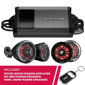 Frcm5-800x4bnd5 Rockford Fosgate Rfrb Frcm5-800x4 Marine Amplifier With M2-65b M2wl-65mb Speakers