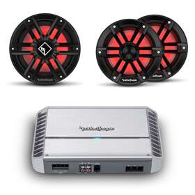 Rfbdl220204-16 Rockford Fosgate - Two Pairs Of M1-65b Black Marine 6.5 Inch Coaxial With M2d2-10