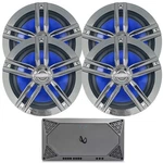 4X Enrock 6.5" 180W Max 2-WAY Charcoal Speakers, 4-CHANNEL Compact Amplifier. Fixed Price $359.95.