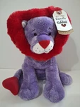 Ganz Tru-luv Purple Lion Plush 10" Tall Red Heart Mane Tail Nwt HV9305. Fixed Price $13.49.