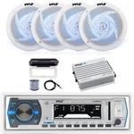 Pyle 1-DIN Marine Bluetooth MP3 Receiver, 4X 5.25'' 180W Max Speakers, Amplifier. Fixed Price $177.49.