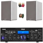 Pyle Home Audio Bt Amplifier Receiver, 2X 5.25 White Speakers, Banana Plugs. Fixed Price $234.49.