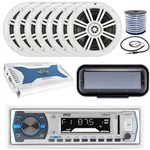 Pyle Single Din MP3 Bluetooth Marine Receiver, 6X 6.5" 400W Speakers, Amplifier. Fixed Price $461.99.