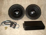 Skar Audio 1X-12D4 12" 500W Subwoofers & RP-1200.1D Monoblock Class Amplifier. Fixed Price $500.00.