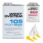 West System Epoxy Kit 105A Resin 206A Hardener 300 Pump Set. Fixed Price $110.95.