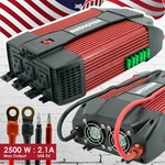 Audiotek 2500W Watt Power Inverter Dc 12V Ac 110V Car Converter Usb Port Charger. Fixed Price $124.99.