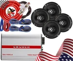 4X Power Acoustik EF-653 6.5 400W Speakers + Crunch SA-1100.4 Amp 4CH Kit. Fixed Price $174.99.