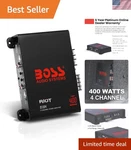 Upgrade Your Car Sound With Boss Riot Channel 400 Watt Amplifier - Full Range. Fixed Price $100.09.