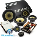 Pkg Arc Audio FD-2200 2-CHANNEL Amplifier + P.65C3 6.5" 3-WAY Component Speakers. Fixed Price $399.99.