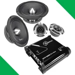 Timpano Car Audio Bundle 2X 6.5" Midrange Speakers + Tweeters 4 Channel Amp. Fixed Price $190.50.