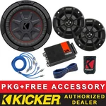 Kicker CWRT82+PS44 Motorcycle/atv/utv Weatherproof SUBWOOFER+SPEAKERS+4CH Amp. Fixed Price $424.98.
