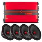 DS18 4X X8.4BM 8" Midrange 2200W Ohm Speakers W/ Red 3000W Channel Amplifier. Fixed Price $599.95.