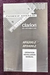 Clarion APX200.2 APX400.2 Operation Installation Manual * 15 Pages. Fixed Price $19.90.