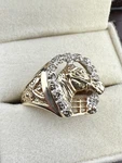 10K Yellow Gold Men's Diamond Stable Horseshoe Ring 3.70DWT. Fixed Price $949.99.