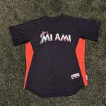 Majestic Cool Miami Marlins Mlb Button Up Baseball Jersey Mens Size 50. Fixed Price $19.04.