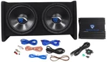 Rockville RV12.2B 1200W Dual 12" Car Subwoofer Enclosure+mono Amplifier+amp Kit. Fixed Price $209.95.