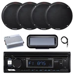 Pyle Marine Bluetooth Receiver, Cover, 4X 3.5'' 200W Speakers, Amp, Antenna. Fixed Price $181.49.
