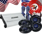 4X Autotek 600W 6.5" Car Speaker + Audiobank 1000W 4CH Amplifier Kit. Fixed Price $129.99.