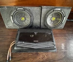 Kicker 8" Subwoofers + Kenwood 900W Amp Combo. Fixed Price $329.99.