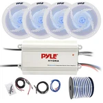 Pyle Marine 4-CH Bluetooth Amplifier W/kit, 4X 4" 100W Led Speakers, Wire. Fixed Price $199.99.