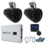 Pair Mtx WET8CWB 8" Compression Driver Marine Wake Tower Speakers+receiver+amp. Fixed Price $644.95.