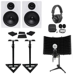 Rockville DPM5W 5.25" 300W Active Studio Monitors+stands+headphones+mic+shield. Fixed Price $370.85.