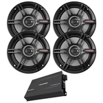 4X Crunch CS65C 6.5" 2-WAY 300 Watt Max Full Range Speakers, 4-CHANNEL Amplifier. Fixed Price $158.99.