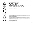 Kenwood KAC-644 Amplifier Owners Instruction Manual. Fixed Price $22.24.
