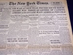 1944 Mar 17 New York Times - Air War At Peak Pounds Reich Nt 1832. Fixed Price $45.00.