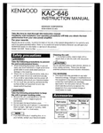 Kenwood KAC-646 Amplifier Owners Instruction Manual. Fixed Price $22.24.