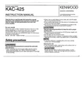 Kenwood KAC-425 Amplifier Owners Instruction Manual. Fixed Price $22.24.