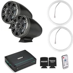 Kicker KMFC65 6.5" Flat Mount Charcoal Speakers Led Rings, KXM4002 Marine Amp. Fixed Price $999.96.