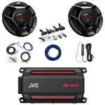 2X Jvc CS-DR621 6.5" 300W Coaxial Speakers, 600W Mono Amplifier W/ Plug Play. Fixed Price $438.00.