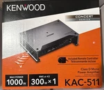 Kenwood KAC-511 Mono Amplifier 1000W Max Class Car Sub W/ Bass Remote. Fixed Price $219.00.