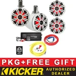 Kicker KMTC8W Marine/boat Audio 8" Led SPEAKERS+4CH AMPLIFIER+4AWG Kit. Fixed Price $1314.98.