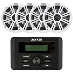 4X 6.5" Kicker White Marine Speakers, KMC3 Bluetooth Usb Radio Receiver. Fixed Price $469.95.