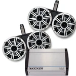 Kicker Marine Dual Wake Towers Silver 6.5 Speakers 40KXM400.4 Watt Amp. Fixed Price $1129.90.