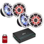 Wet Sounds RECON6-S-RGB Silver Led 6.5" Speakers Kicker KXMA400.4 Marine Amp. Fixed Price $889.97.
